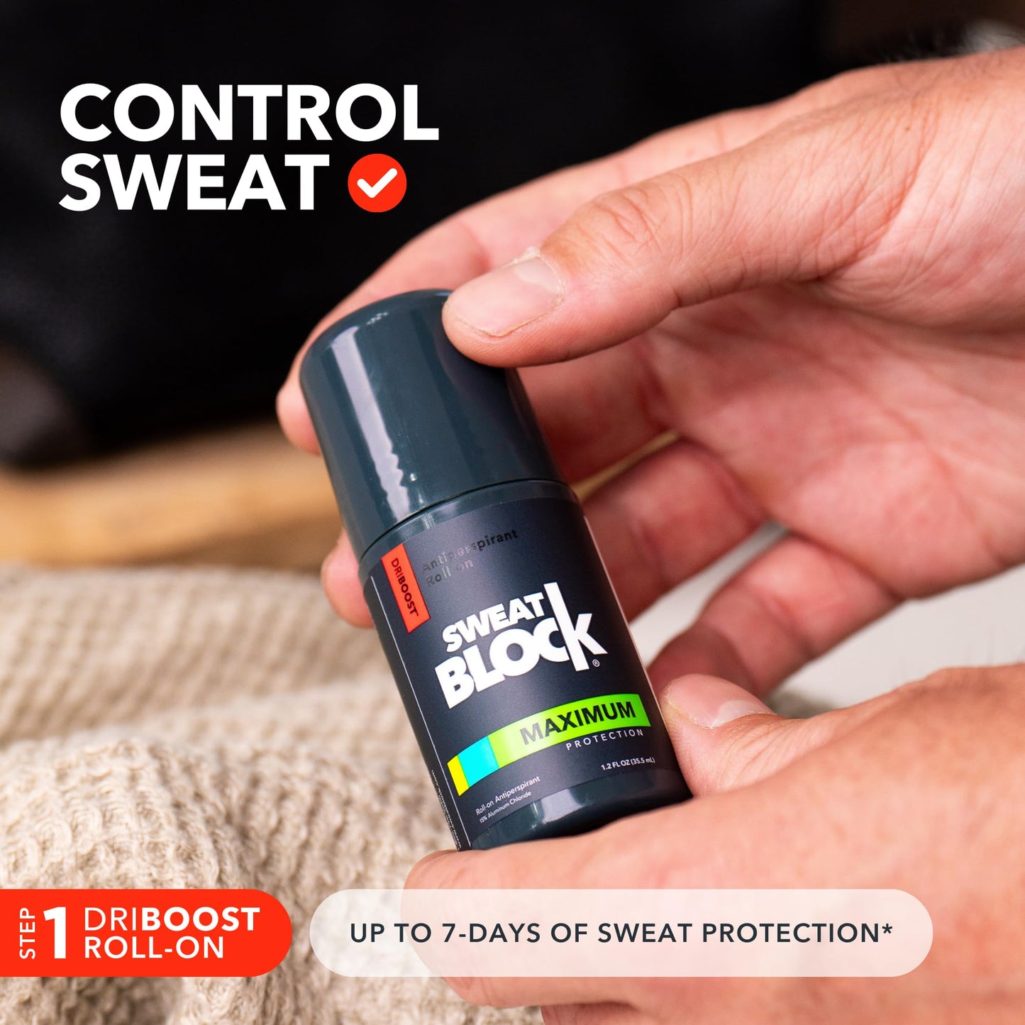 SweatBlock Antiperspirant Deodorant System - MAXIMUM CLINICAL STRENGTH for Men & Women - Hyperhidrosis Aid Up for to 7-Day Sweat Control - Roll-On 1.2 fl oz + 48-Hour Odor Protection Stick 2.7oz