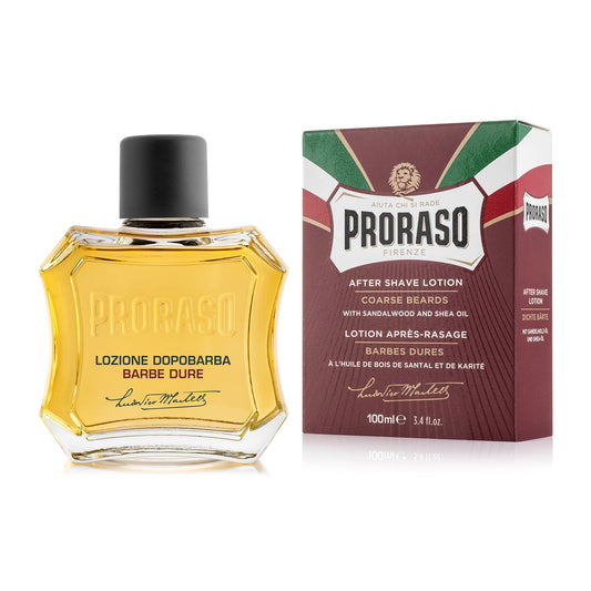 Proraso After Shave Lotion, Moisturizing and Nourishing for Coarse Beards with Sandalwood Oil and Shea Butter, 3.4 Fl Oz