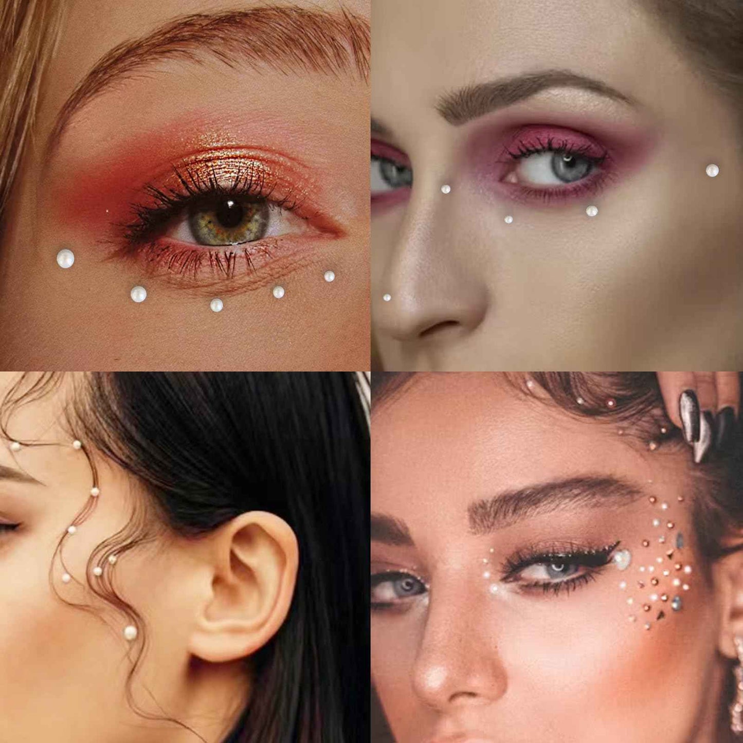 1 Box Gold Caviar Beads for Nails Charms Half Round Pearl Nail Charms Nail Jewels for Nail Art Kit,Small Stainless Steel Bead White Pearl Bead Flat Back Pearls for Crafting Charms for Nails Design