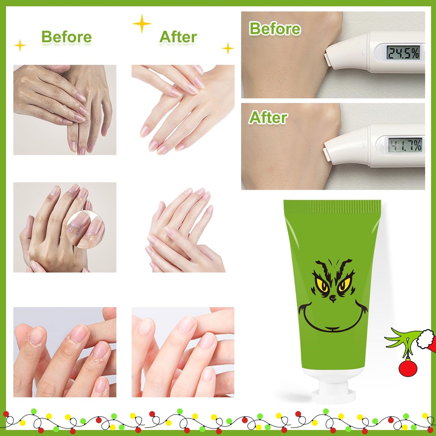 LECBASW 50 Pcs Christmas Hand Cream Gifts Christmas Green Hand Cream Bulk Holiday Green Figure Hydrating and Soothing Hand Lotion for Xmas Stocking Stuffers Party Favors