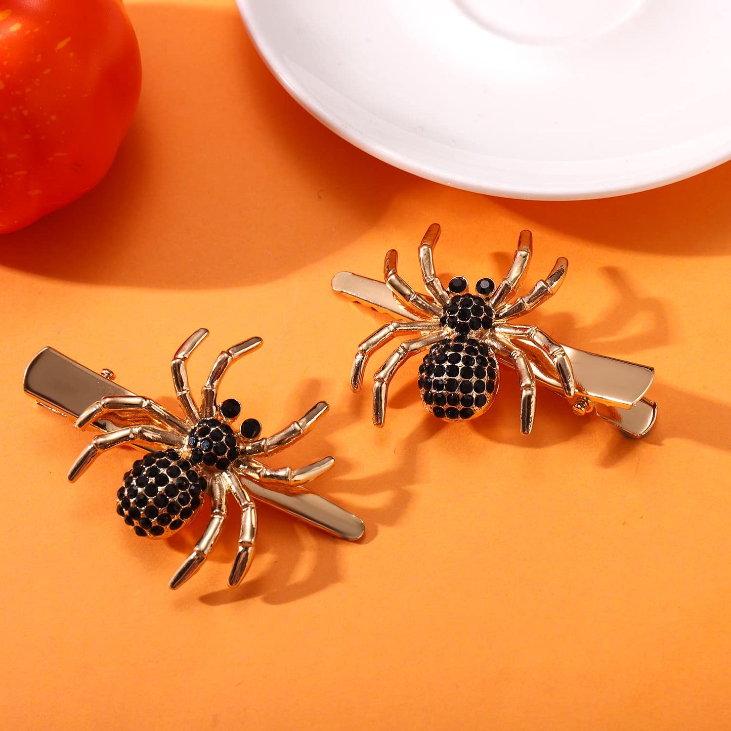 Halloween Hair Clips Gothic Spider Hairpins for Women Crystal Spider Alligator Duckbill Barrette Halloween Party Cosplay Hair Accessory