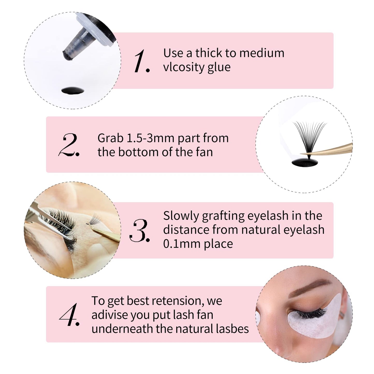 Volume Lash Extensions 1000pcs Premade Fans Eyelash Extensions Promades Eyelash Loose Fans Pointed Base 5D/8D/10D/12D/14D/16D 9-16mm/15-20mm Mixed Tray Avalible (16D-0.05C, 9-16mm)