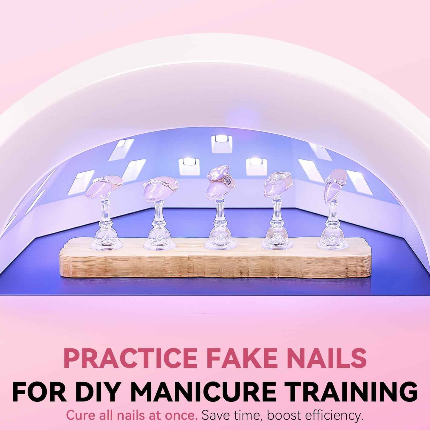 ESUOHYM Nail Stand for Press On Nails Art Display Practice 2 Sets, 1 Heart Shaped Acrylic Magnetic Nail Stands, Fake Nail Holder Tips With 200 PCS Double-Sided Tape, Nail Kit Home DIY Salon Supplies