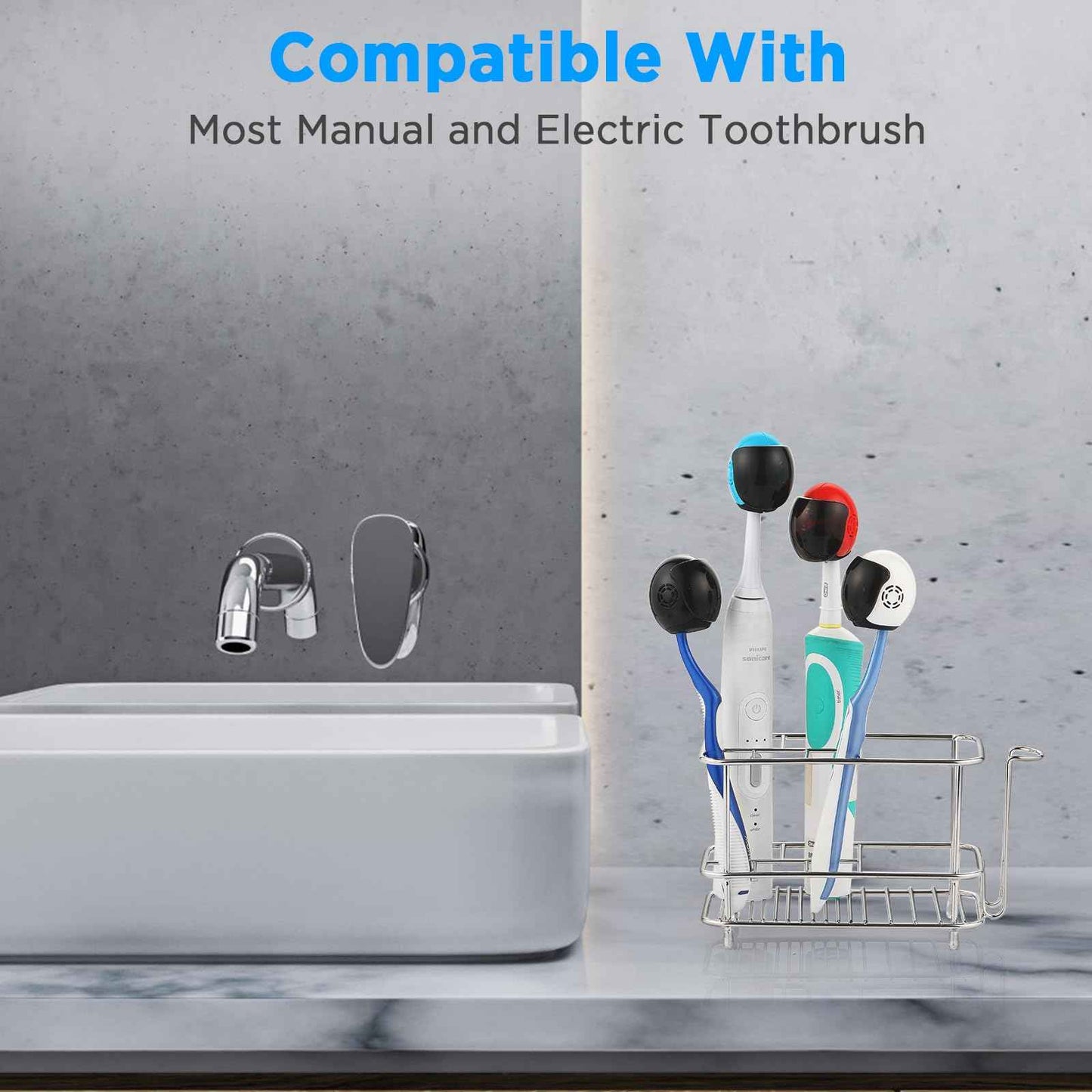 Frekare Helmet Toothbrush Covers Caps, Fits Most Manual and Electric Tooth Brushes, 4 Count (White, White, Grey, Black)