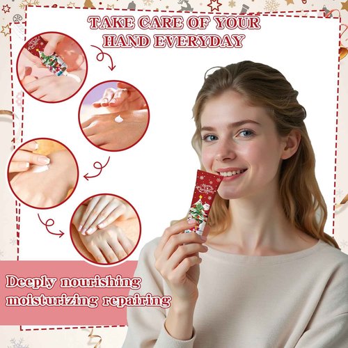 50 Sets Christmas Hand Cream Bulk Santa Snowman Patterns Moisturizing Hand Lotion for Guests Baby Shower, Bridal Shower Thank You Gifts Travel Size, Christmas Party Supplies, Holiday Stocking Stuffers