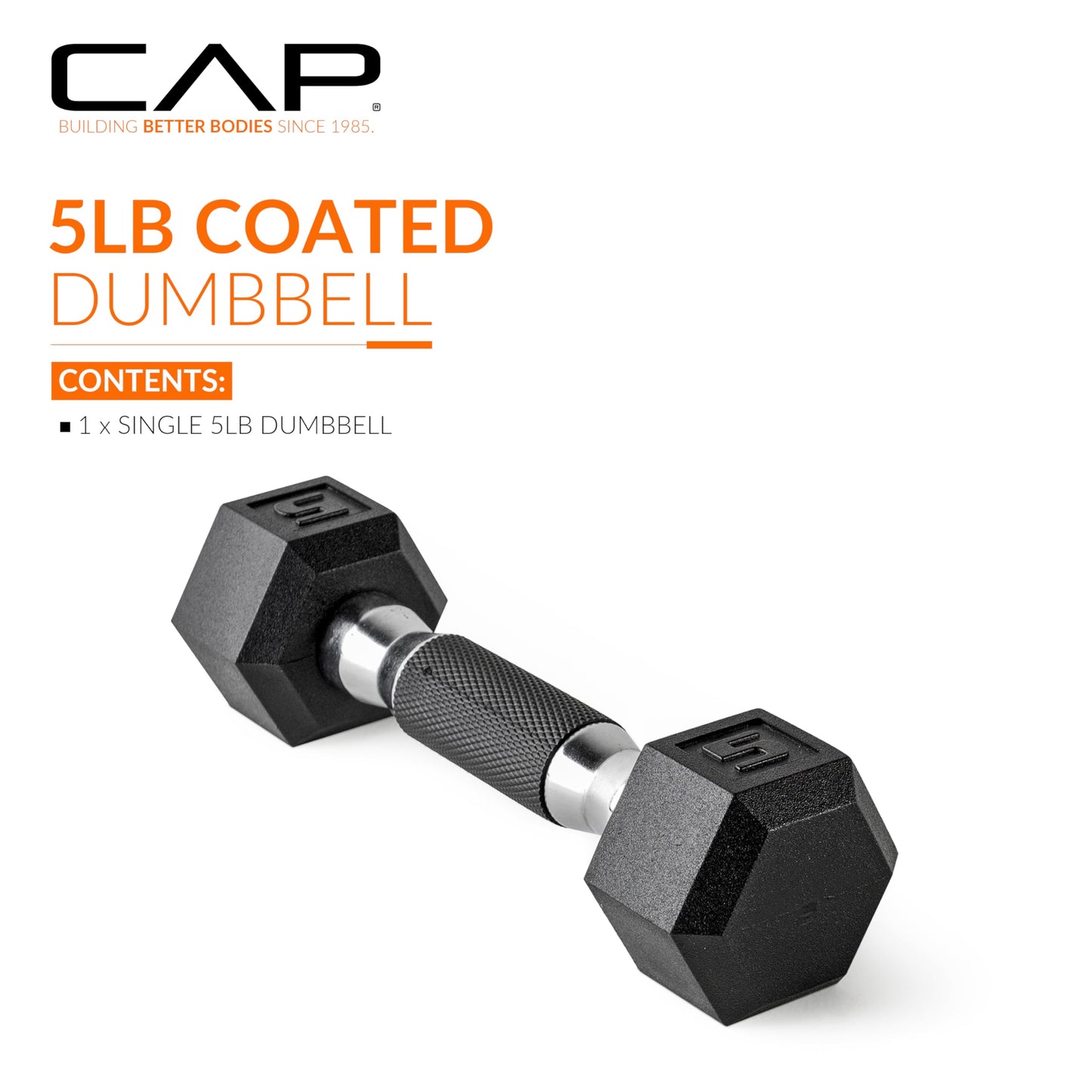 CAP Barbell Coated Dumbbell Weights with Padded Grip, 5-Pound