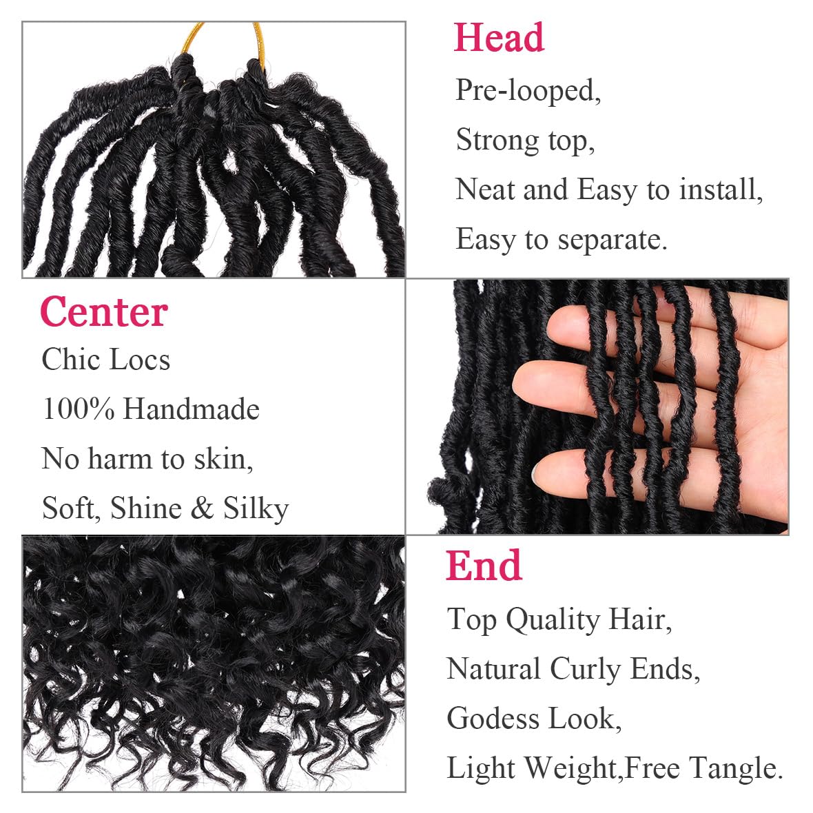 Leeven 30 Inch Long Bohemian Goddess Locs Crochet Hair 7 Packs Natural Black Soft Faux Locs Crochet Hair With Curly Ends 1B# Synthetic Wavy Crochet Locs With Curls for Black Women 84 Strands