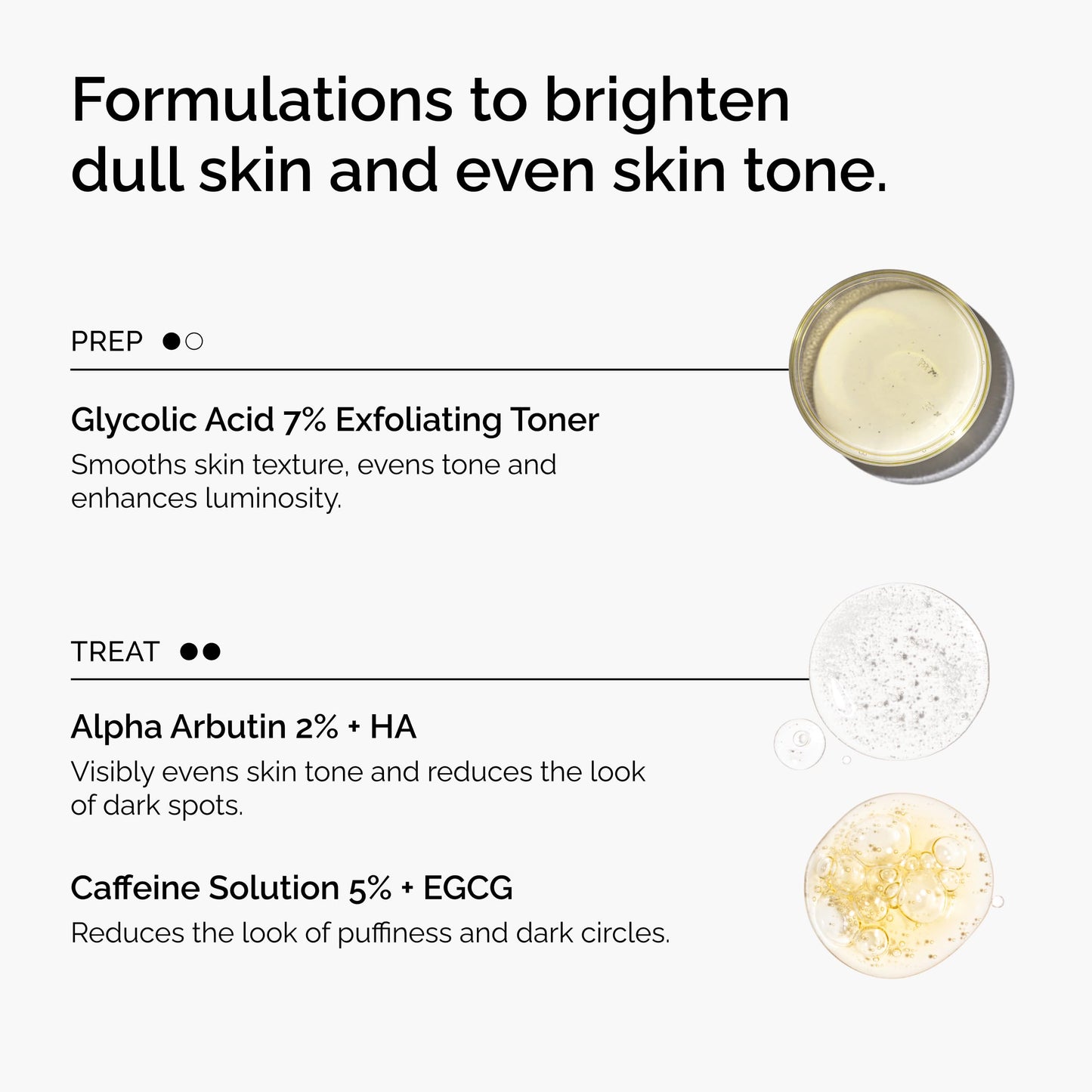 The Ordinary The Bright Set, 3-Step Regimen for Radiant, Even Skin Tone with Glycolic Acid 7% Exfoliating Toner, Alpha Arbutin 2% + HA, and Caffeine Solution 5% + EGCG | Skin Care Set