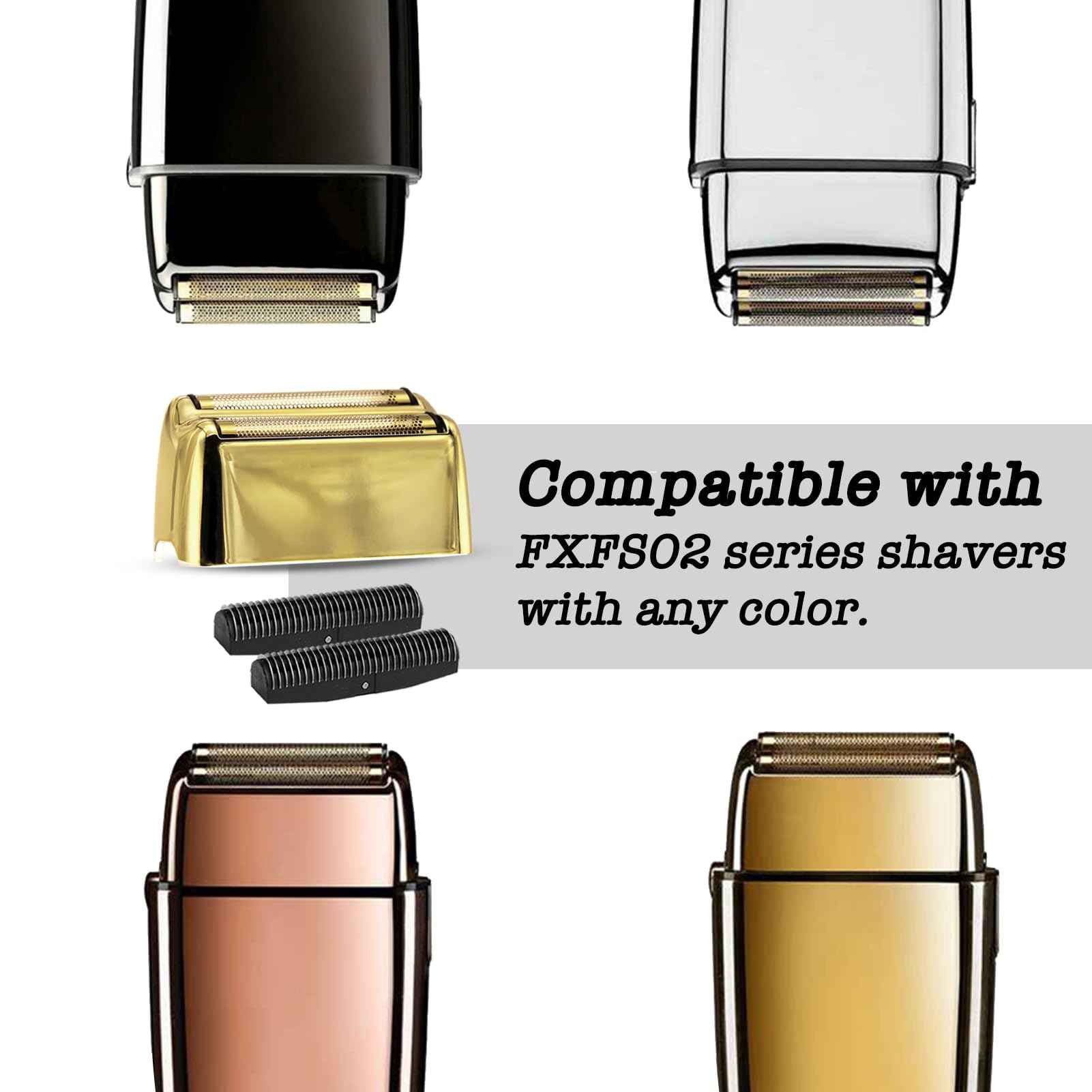 OXSITO 3Pack Golden Pro Replacement Foil and Cutters for Babylis FXFS02 Series MetalFX Double Foil Shavers