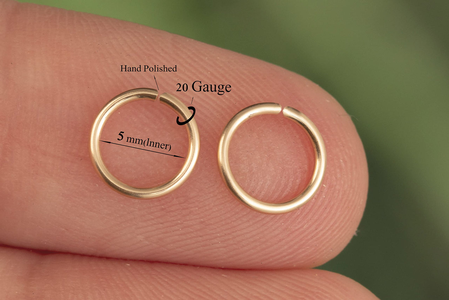 5mm Gold Cartilage Nose Helix Tragus Mini Huggie Hoop Earrings in 14k Gold-filled Snug Gold Nose Ring (Gold, 5mm 20 gauge / 1 pair)