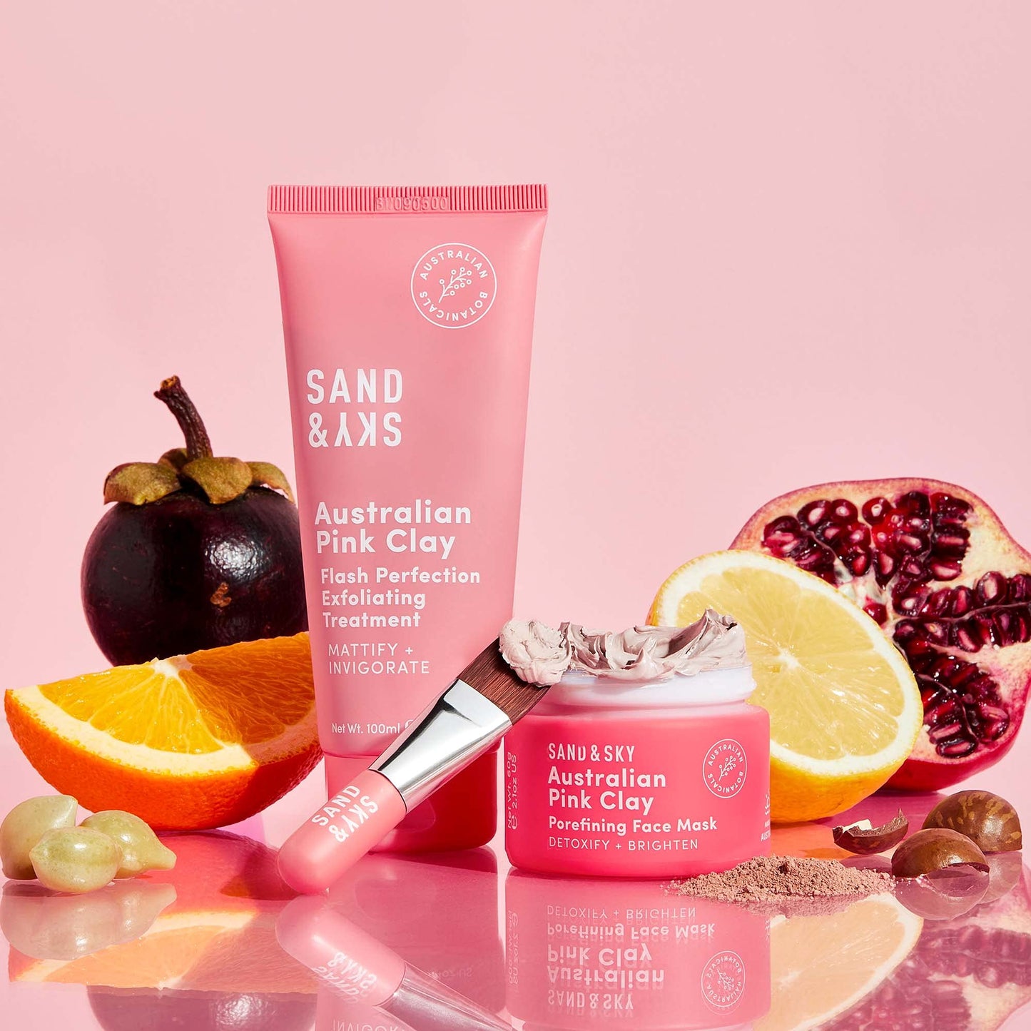 Sand & Sky Perfect Skin Kit for Blackheads, Enlarged Pores & Pigmentation | Includes Australian Pink Clay Face Mask & Facial Exfoliator