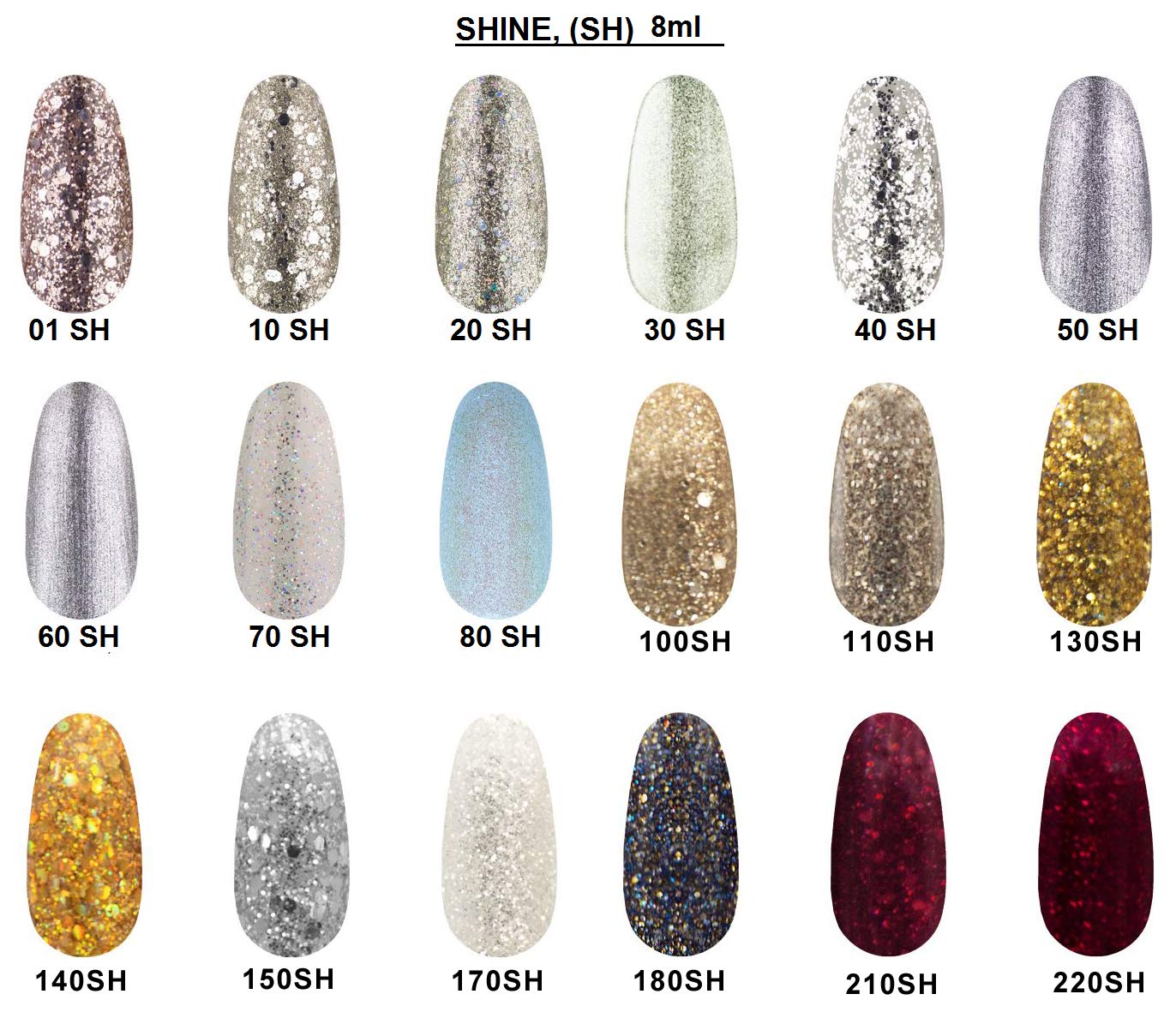 Kodi Professional SHINE series Gel Nail Polish Color 8ml. (0.27 fl oz) Gel LED/UV Nail Coat Soak Off/glitter/shimmer/Original (150 SH, 8ml. (translucent base, silver brocade and shimmer))