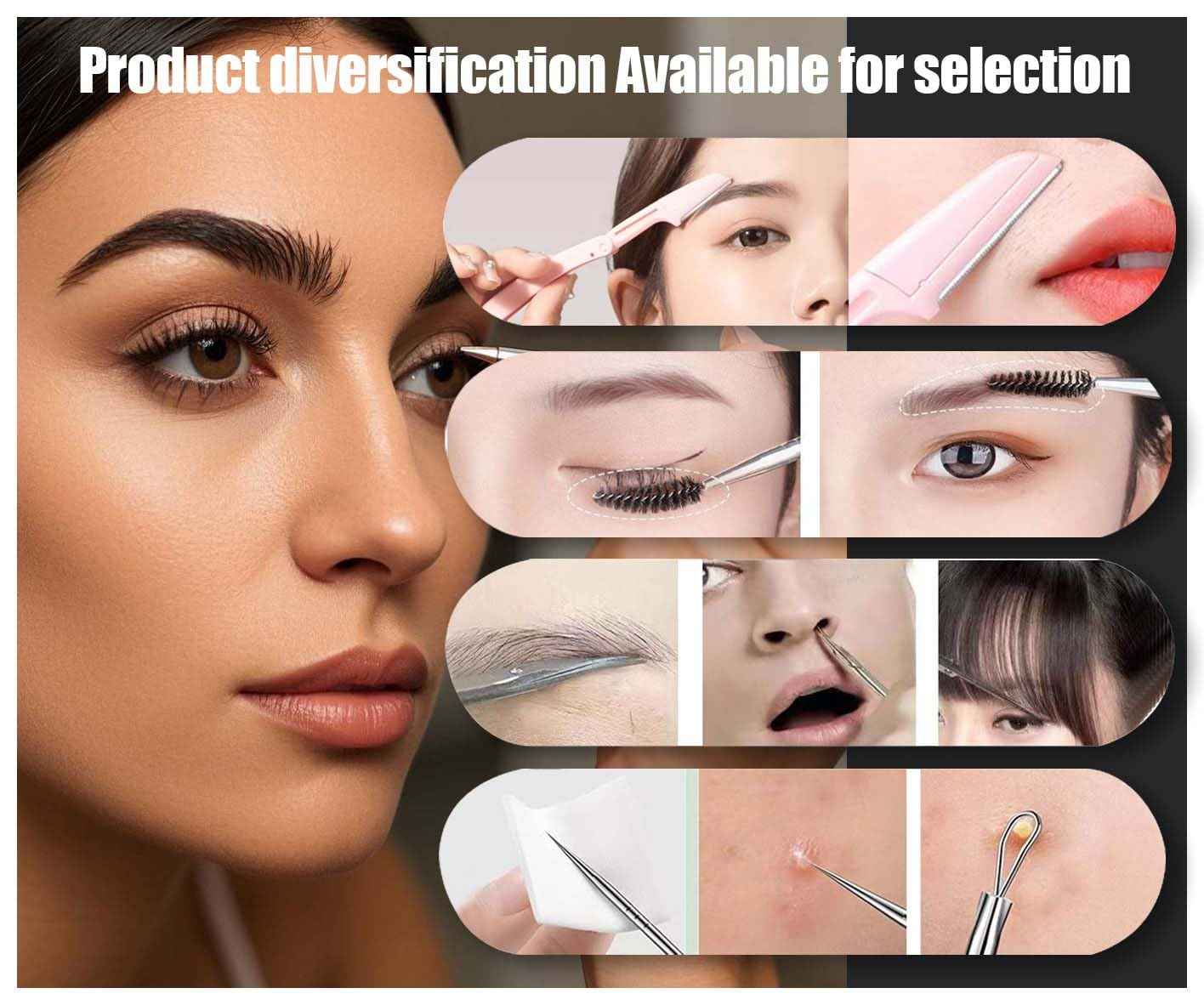 Amasodaon Tweezers Set [9+1 PCS] - Professional Stainless Steel Tweezers for Eyebrows – High-Precision Beauty Tools for Eyebrows, Facial Hair, Splinter & Ingrown Hair Removal