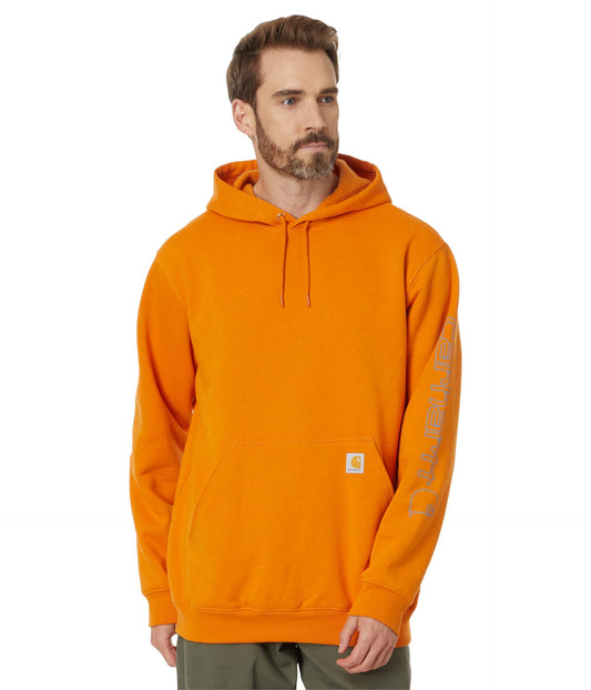 Carhartt Men's Loose Fit Midweight Logo Sleeve Graphic Sweatshirt, Rust Heather