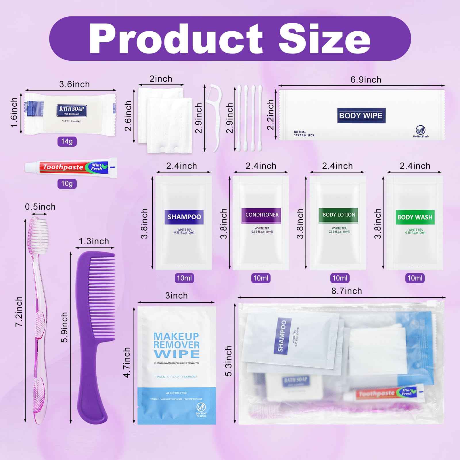 HQSLsund 20 Kits Travel Toiletry Kit Bulk, Personal Hygiene Kit, Disposable Hygiene Kit Homeless Care Supplies Charity Kit For Home, Hotel, Camping, Travel