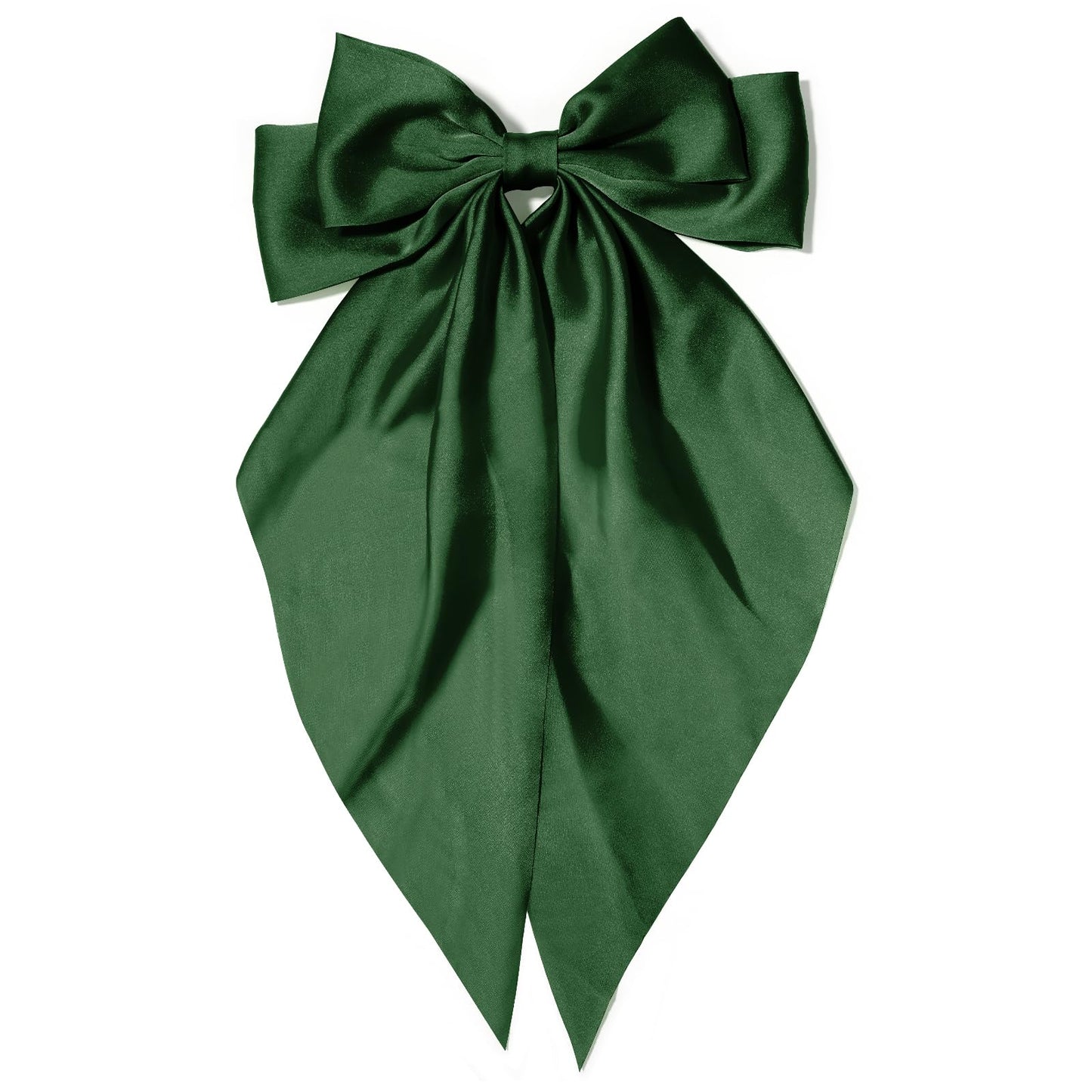 Large Hair Bows for Grass Green Women Silky Satin Hair Bow Hair Clips Long Tail French Hair Ribbon Coquette Bows Hair Accessories for Girls