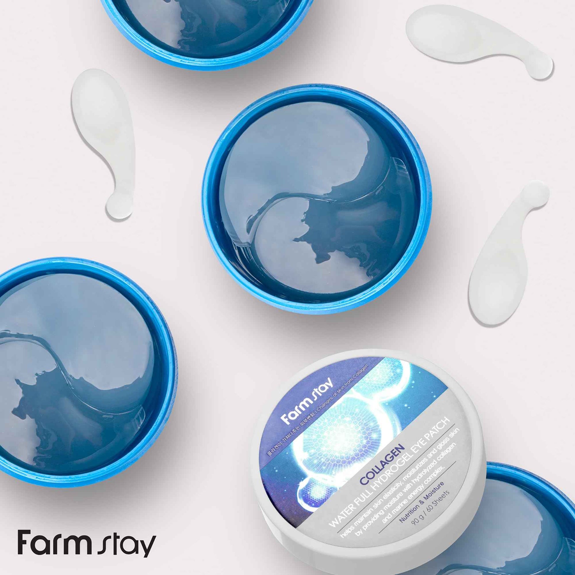 FARMSTAY Collagen Water Full Hydrogel Eye Patch - Hydrating Under Eye Mask with Collagen - Refreshes Tired Undereyes - Promotes Collagen Production - 60 pc (Pack of 2)