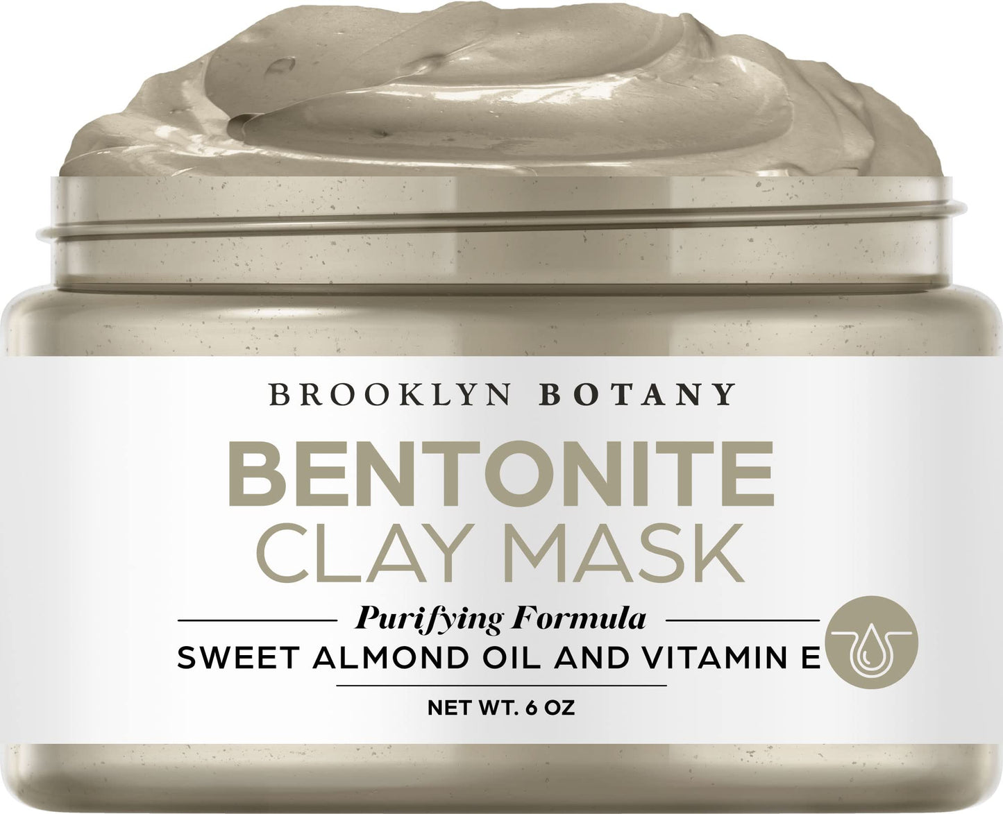 Brooklyn Botany Bentonite Facial Mask 6 oz – Deep Pore Cleanser Clay Mask with Bentonite and Kaolin Clay – Purifying and Hydrating Facial Cleanser and Acne Face Mask – For Normal and Oily Skin