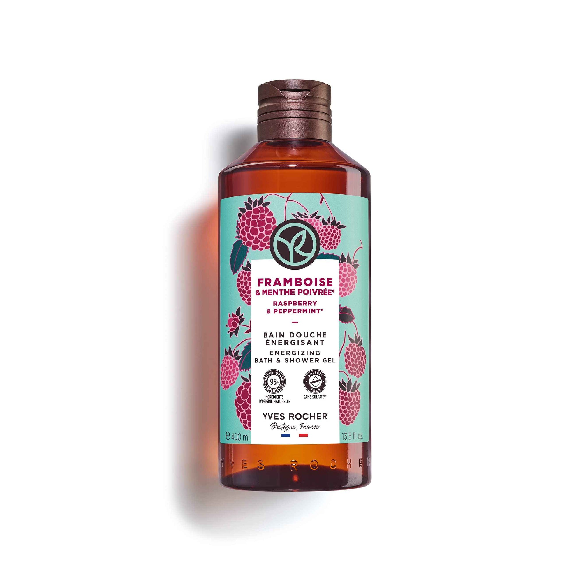 Yves Rocher Raspberry and Peppermint Energizing Bath and Shower Body Gel - 400 ml. / 13.5 fl.oz.