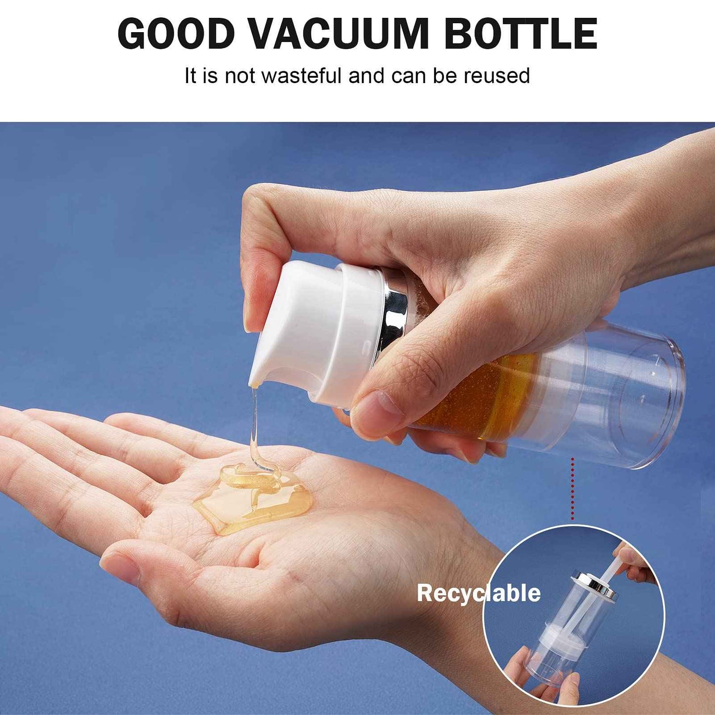 Cosywell Airless Pump Bottles 3.4oz/100ml 6 Pack Dispenser Empty Moisturizer Jars Cosmetic Container Travel Bottles for Shampoo Lotion Cream (Clear)