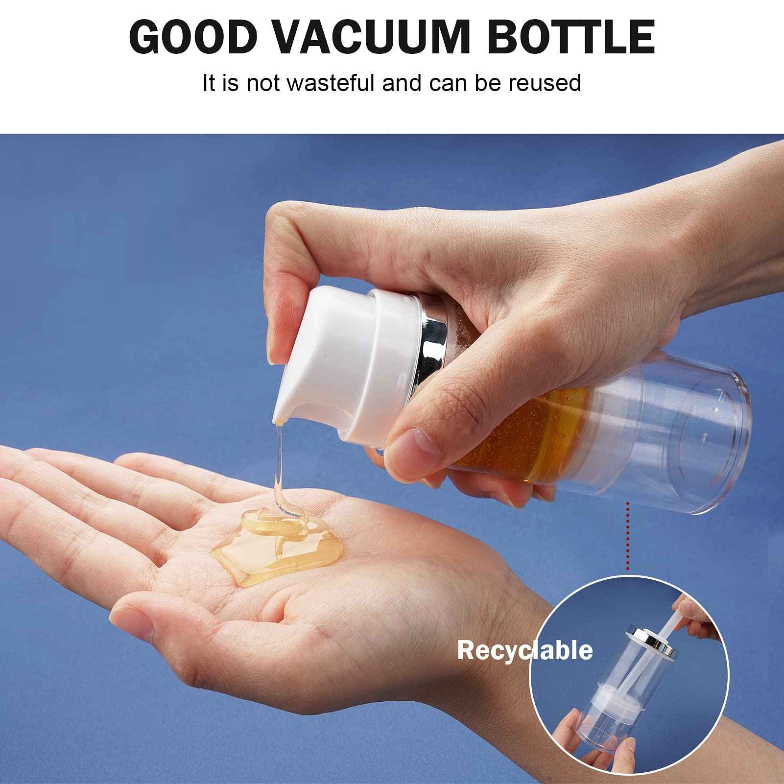 Cosywell Airless Pump Bottles 3.4oz/100ml 6 Pack Dispenser Empty Moisturizer Jars Cosmetic Container Travel Bottles for Shampoo Lotion Cream (Clear)