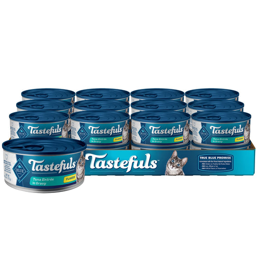 Blue Buffalo Tastefuls Natural Flaked Wet Cat Food, Tuna Entrée in Gravy 5.5-oz cans (Pack of 24)