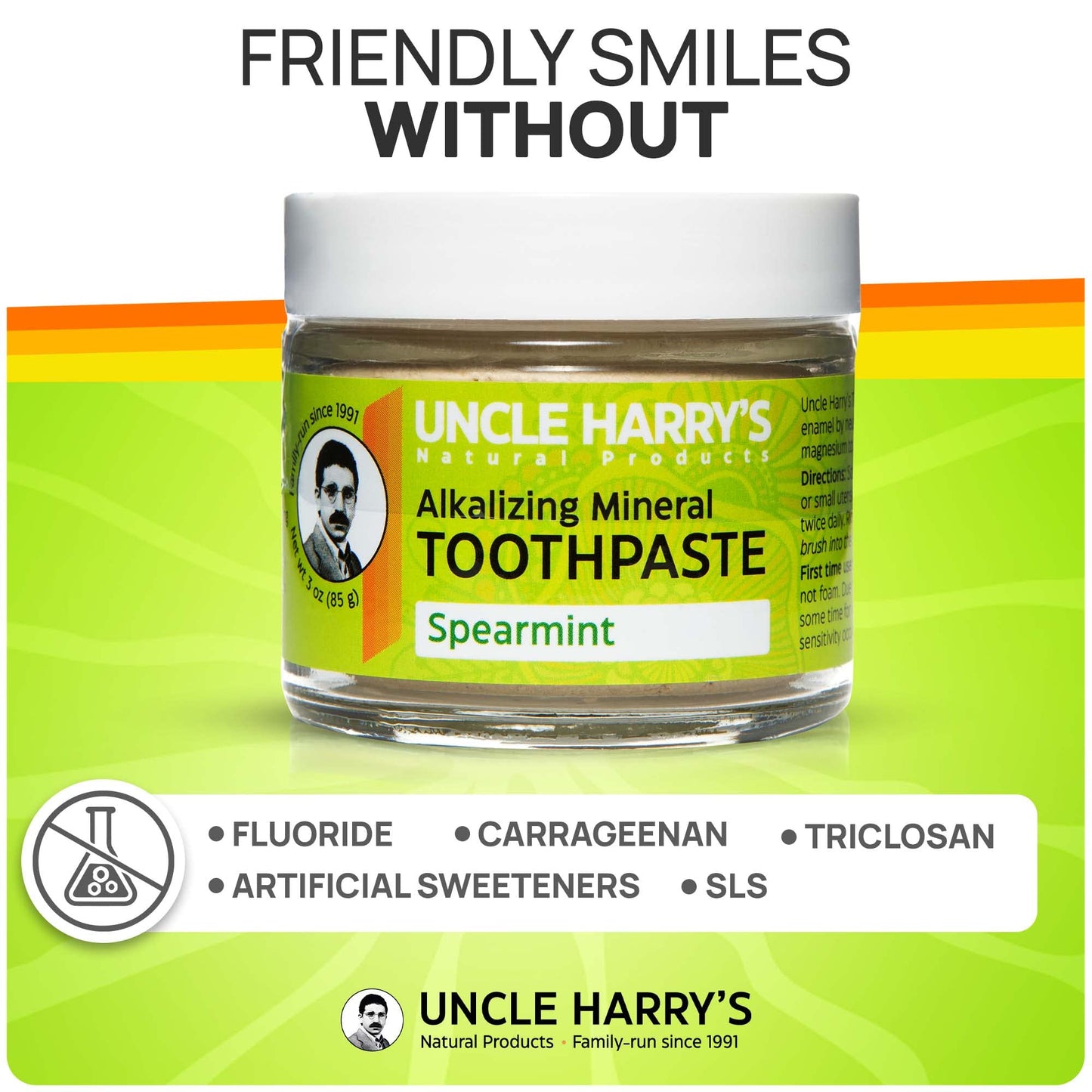 Uncle Harry's Spearmint Remineralizing Toothpaste | Natural Whitening Toothpaste Freshens Breath & Promotes Enamel | Vegan Fluoride Free Toothpaste Pack of 4