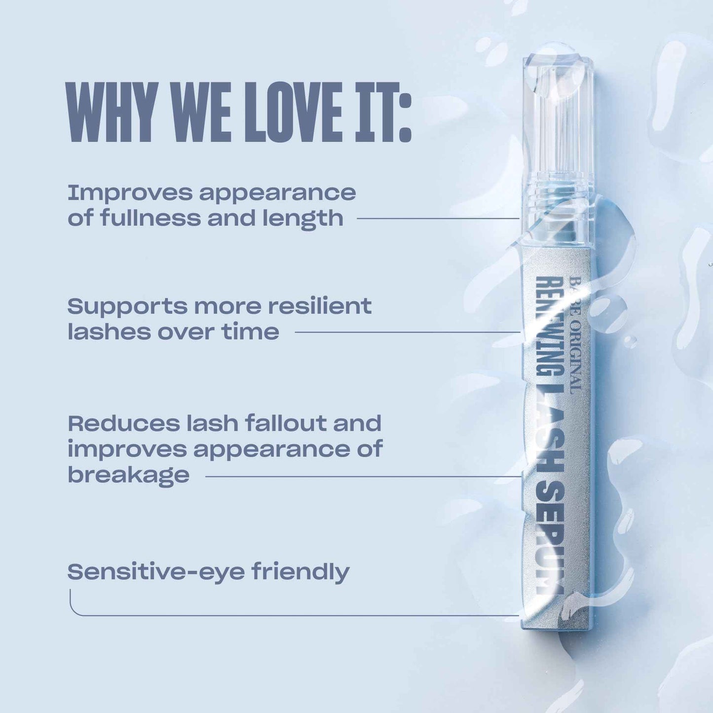 BABE ORIGINAL Renewing Lash Serum – Peptide-Infused Eyelash Serum for Fuller, Longer-Looking Natural Lashes, Lash Enhancing Treatment with Nourishing Botanicals, Cruelty-Free & Gentle, 6mL