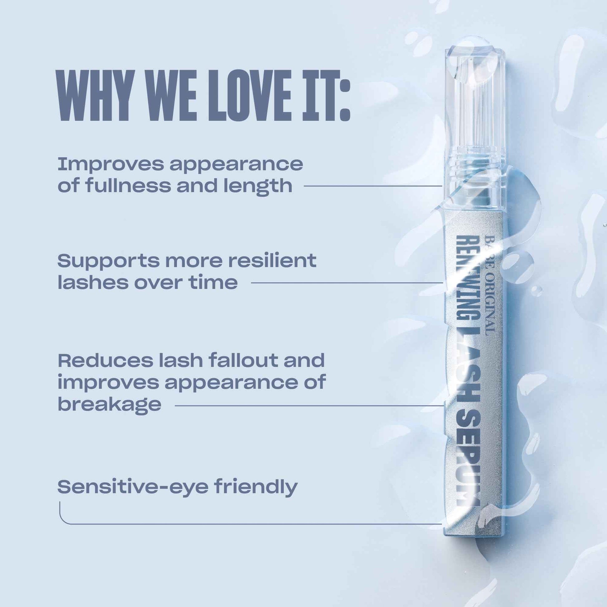 BABE ORIGINAL Renewing Lash Serum – Peptide-Infused Eyelash Serum for Fuller, Longer-Looking Natural Lashes, Lash Enhancing Treatment with Nourishing Botanicals, Cruelty-Free & Gentle, 6mL