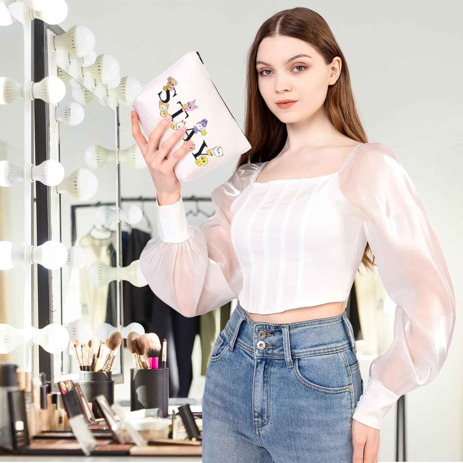 MEIKIUP Stay Fandom Makeup Bag Korean Music Group Gift Korean Music Fans Makeup Bag Gift Character Cosmetic Bag Korean Music Fans Gift (STAY Bag)