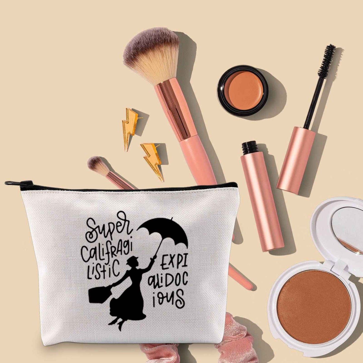 TOBGBE Mary Quote Makeup Bag Supercalifragilistic Inspired Zipper Pouch Bag Cosmetic Bag Mary Movie Merchandise (Mary Song)