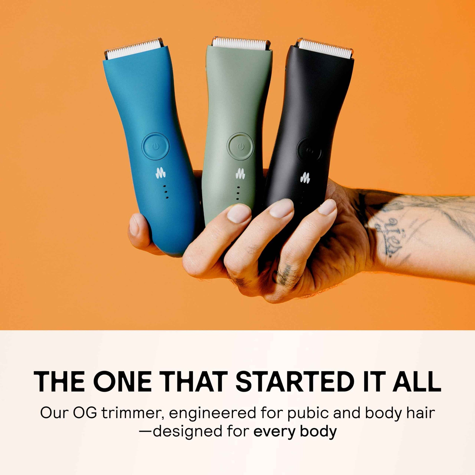 MERIDIAN The Trimmer Original - Body Hair Trimmer for Men, Electric Shaver for Pubic Hair, Chest, Legs & Bikini, Waterproof & Rechargeable, Sage