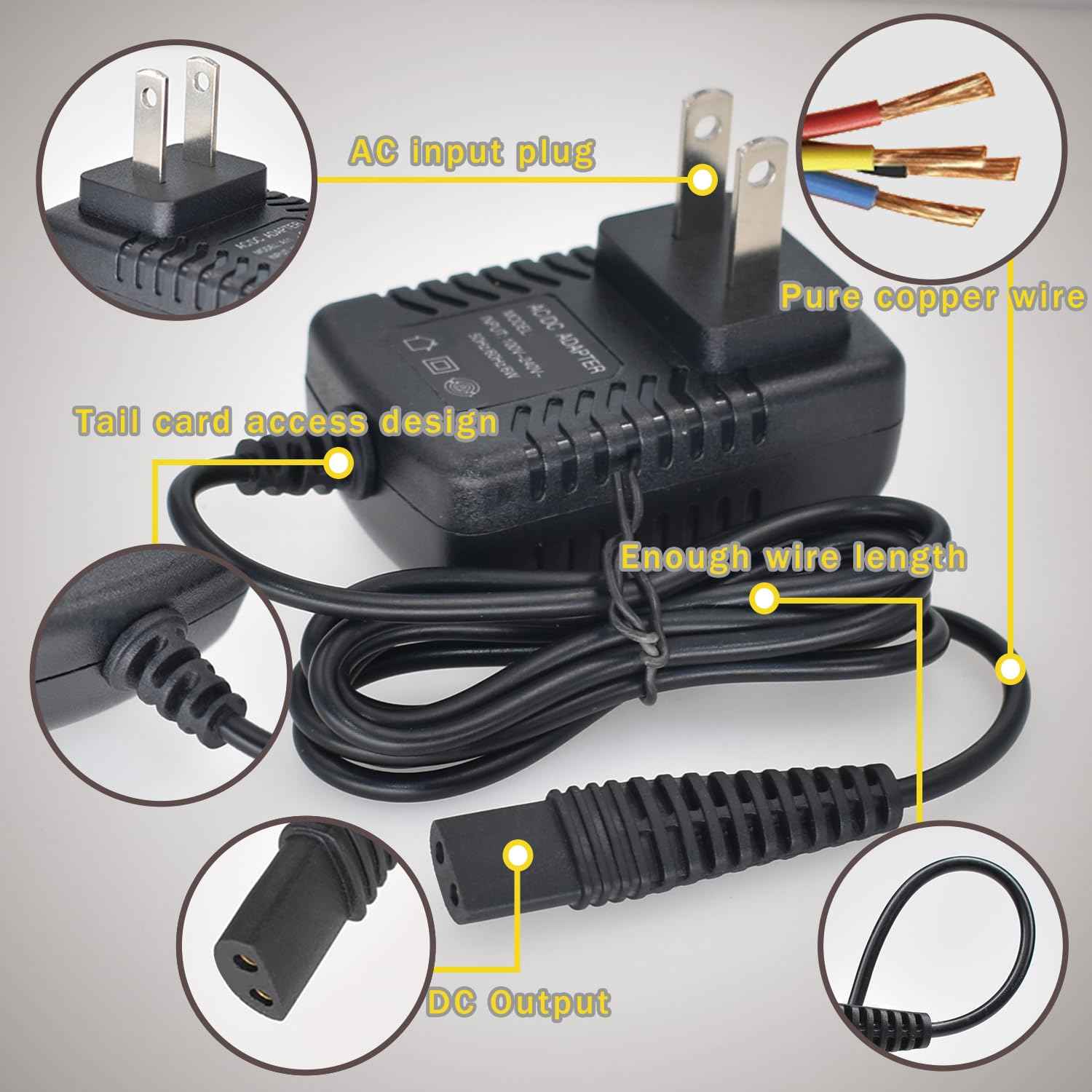 Replacment for BaByliss PRO Shaver FXFS2 Charger, 4.5V Power Adapter Compatible with BaBylissPRO Barberology Cordless Metal Double Foil Shaver FXFS2 Charging Cord