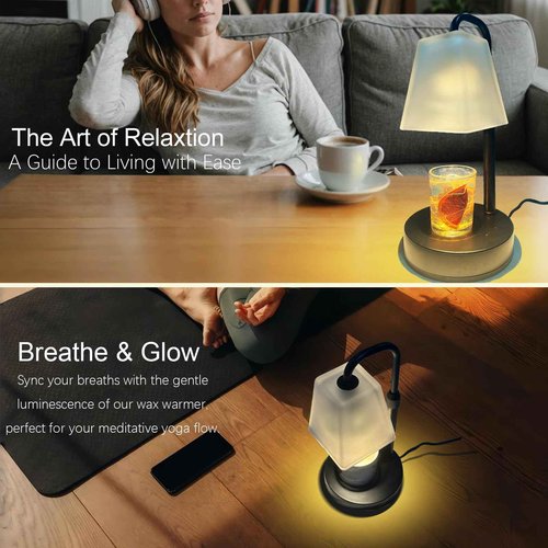 JIMEI Candle Warmer Lamp with Timer Electric Wax Warmer for Scented Wax Melt Warmer Melter for Jar Candles Dimmable Adjustable Height Gifts for Women Mom House Warming Frossted Glass Black