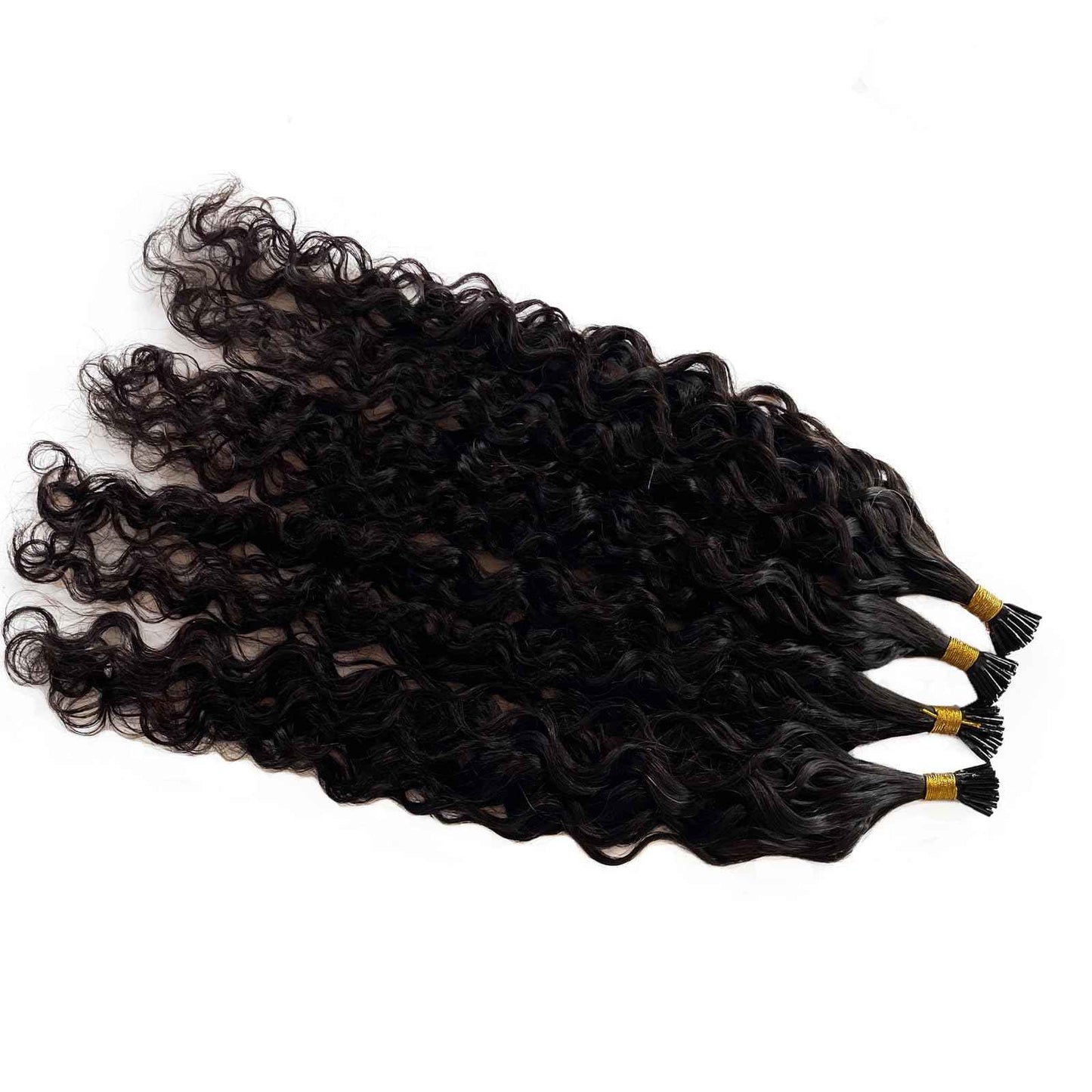 I Tip Hair Extensions Human Hair, Water Wave Curly itip Black Hair Extensions Real Human Hair18 Inch Pre Bonded Cold Fusion Curly I tip Hair Extension for Black Women100 Strand 50Gram