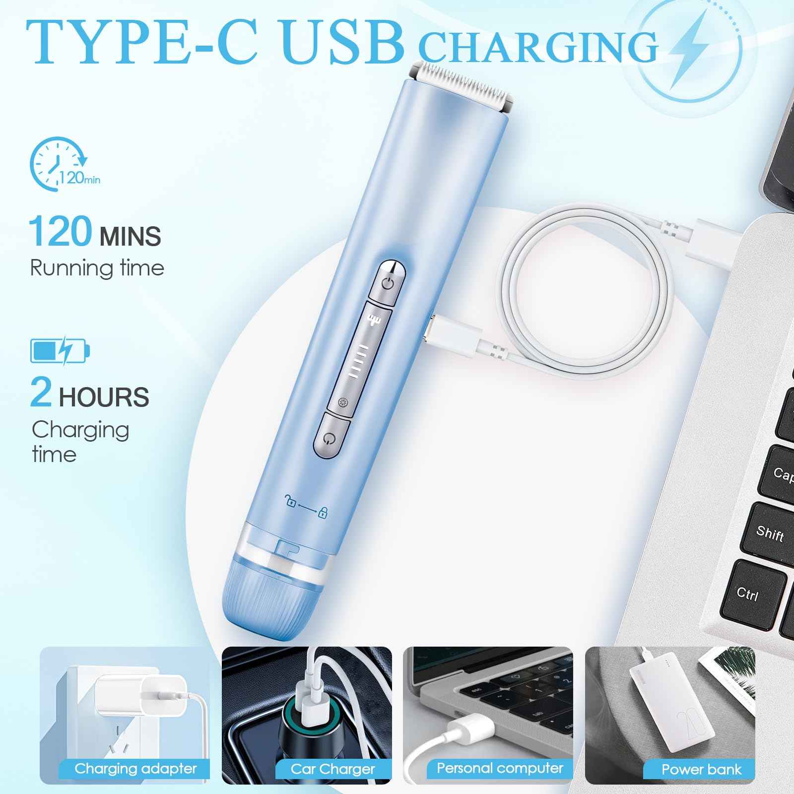 2 in 1 Bikini Trimmer for Women Dual Head Electric Razors IPX7 Waterproof Wet & Dry Use, Electric Shaver for Women Private Area Facial Body Underarm Leg Arm Hair Remover for Pubic Hair