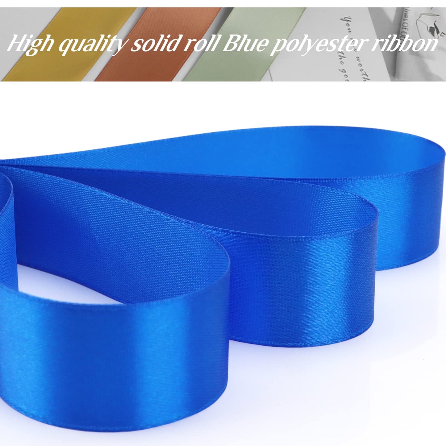 Nsilu 1 inch, Blue Ribbon for Gift Wrapping 50 Yards Perfect Wedding Party Wreath Sewing DIY Hair Accessories Decoration Floral Hair Balloons Other Projects