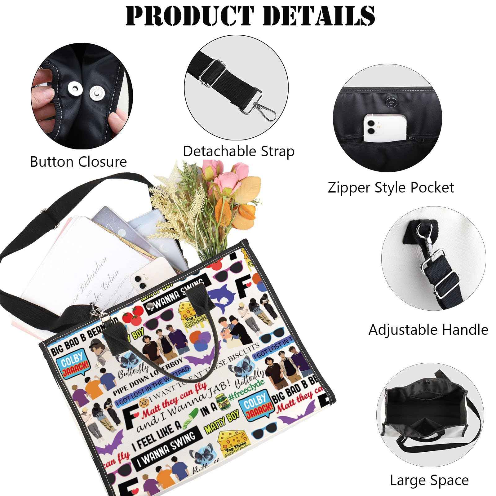 JNIAP Channel Video Makeup Bag Channel Video Gifts Team Orange Purple Blue Gifts Channel Video Merchandise(wanna swing Tote)