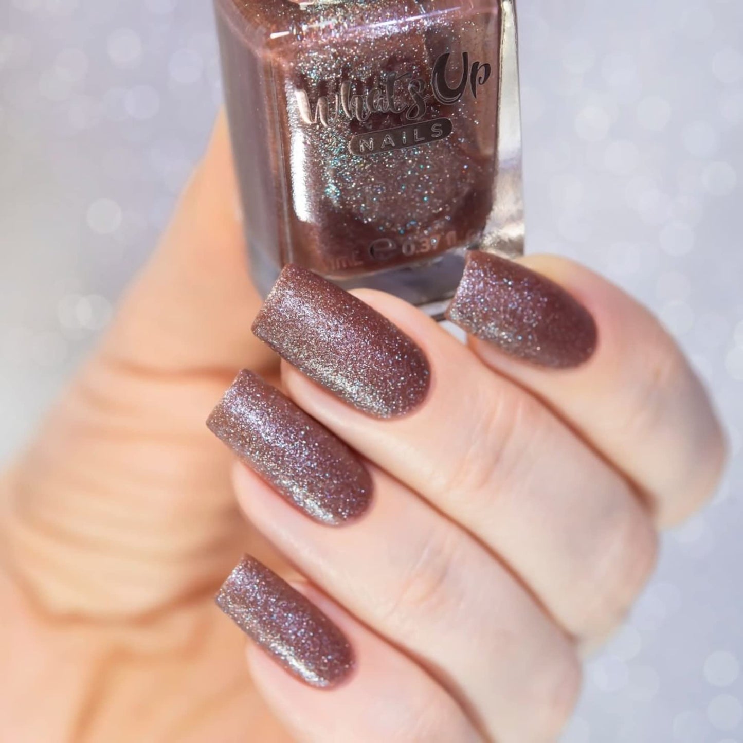 Whats Up Nails - Earthlike Gem Encrusted Nail Polish Brown Base Green to Purple Duochrome Shimmer Lacquer Varnish Made in USA 12 Free Cruelty Free Vegan Clean