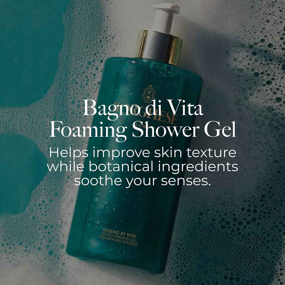 Borghese Bagno di Vita Gentle Foaming Bath & Shower Gel - Aromatherapy Hydrating Body Wash with Thyme, Chamomile & Sweet Almond Oil For All Skin Types