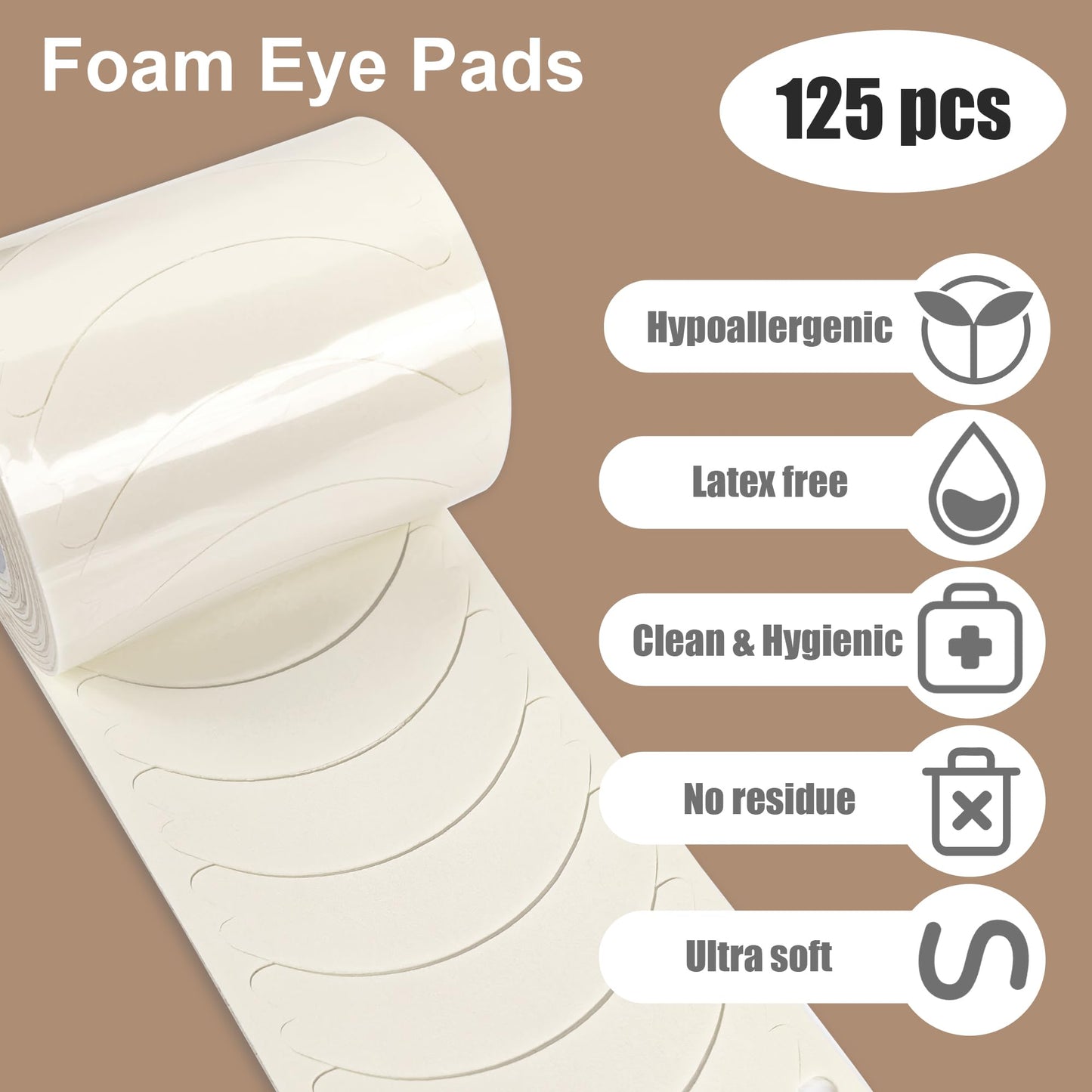 Foam Tape for eyelash extensions - Akissos 125 Pcs Gen II Super Soft No Slip Sticky Lint free Lash Foam Pads Tape Under Eye Pads for Eyelash Extensions Lift Lash Tech Artists Supplies - 1 Roll