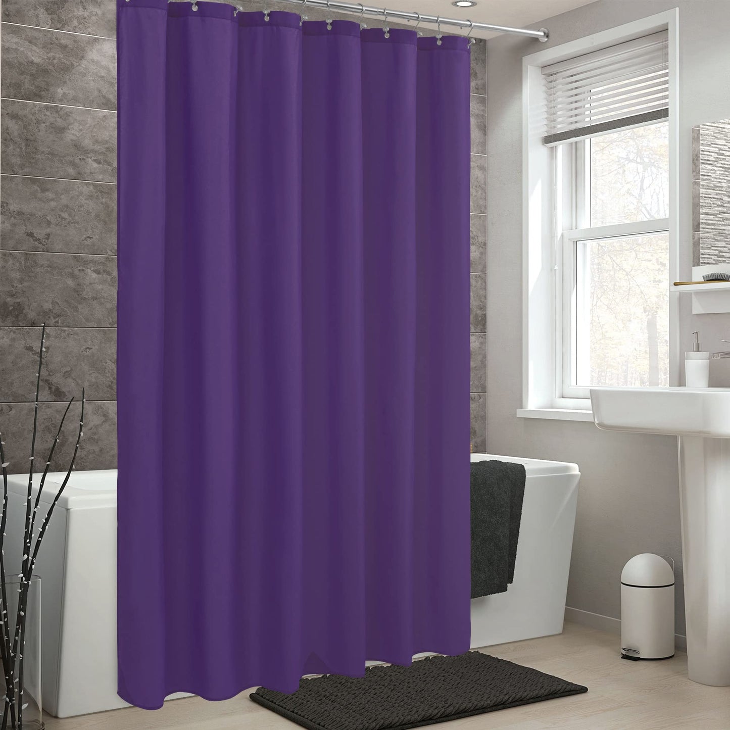 ALYVIA SPRING Royal Purple Fabric Shower Curtain Liner Waterproof - Soft & Light-Weight Cloth Shower Liner with 3 Magnets, Hotel Quality & Machine Washable - Standard Size 72x72, Purple