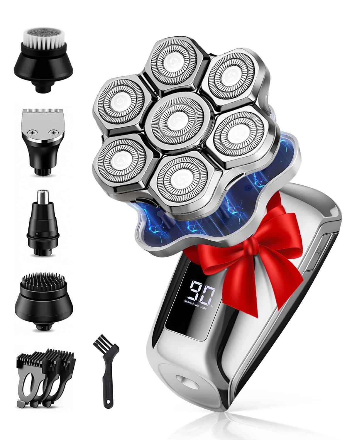 Voph Head Shavers for Bald Men, Electric Detachable Head Shaver for Male, Waterproof Wet Dry Body Bald Head Shaver, Rechargable Rotary Shavers/Razor for Husband Father Gifts Stocking Stuffers