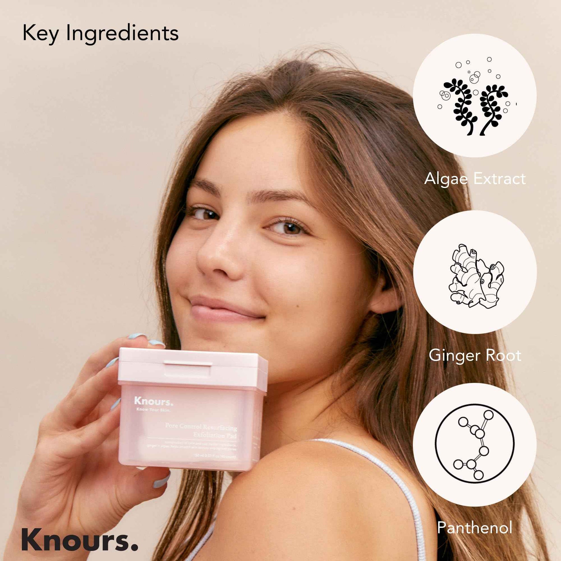 Knours. Pore Control Resurfacing Exfoliation Pad, Hydrating & Sebum Control with Plant Extract 90 Count (175ml 5.9 fl.oz.) K-Beauty Skincare