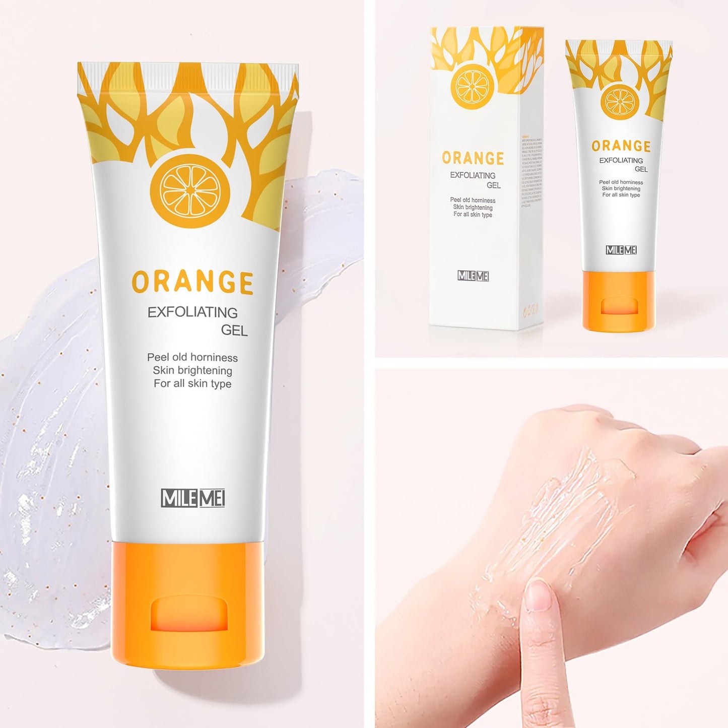 Orange Exfoliating Gel,Scrub Face Body Gel,Deep Cleansing Moisturizing Facial Exfoliator. 50g