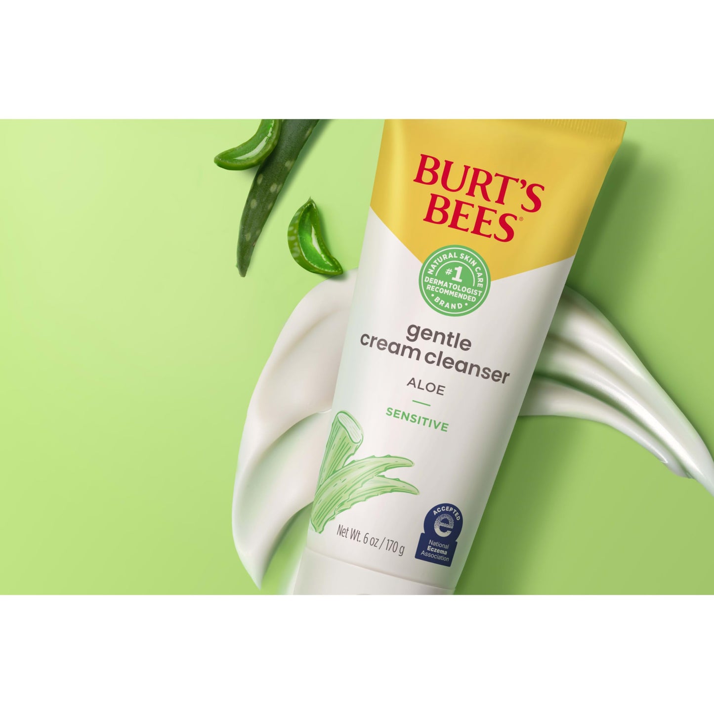 Burt’s Bees Sensitive Skin Bundle, Gentle Cream Facial Cleanser with Aloe and Moisturizing Face Cream with Aloe and Rice Milk, Natural Origin Skincare, 6 oz./3 oz.