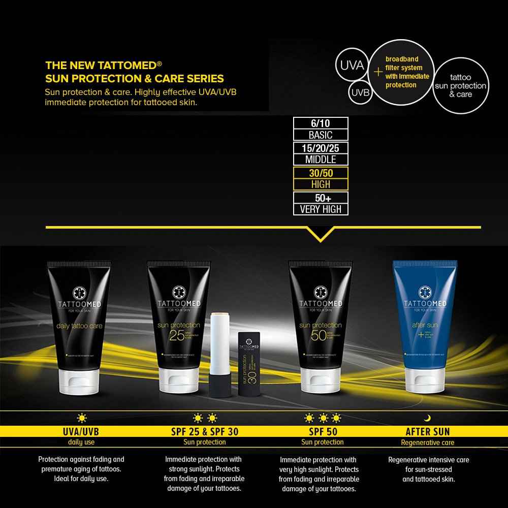 TattooMed Sun Protection SPF50 100ml - tattoo sun protection, color protection, tattoo care & cream by TattooMed