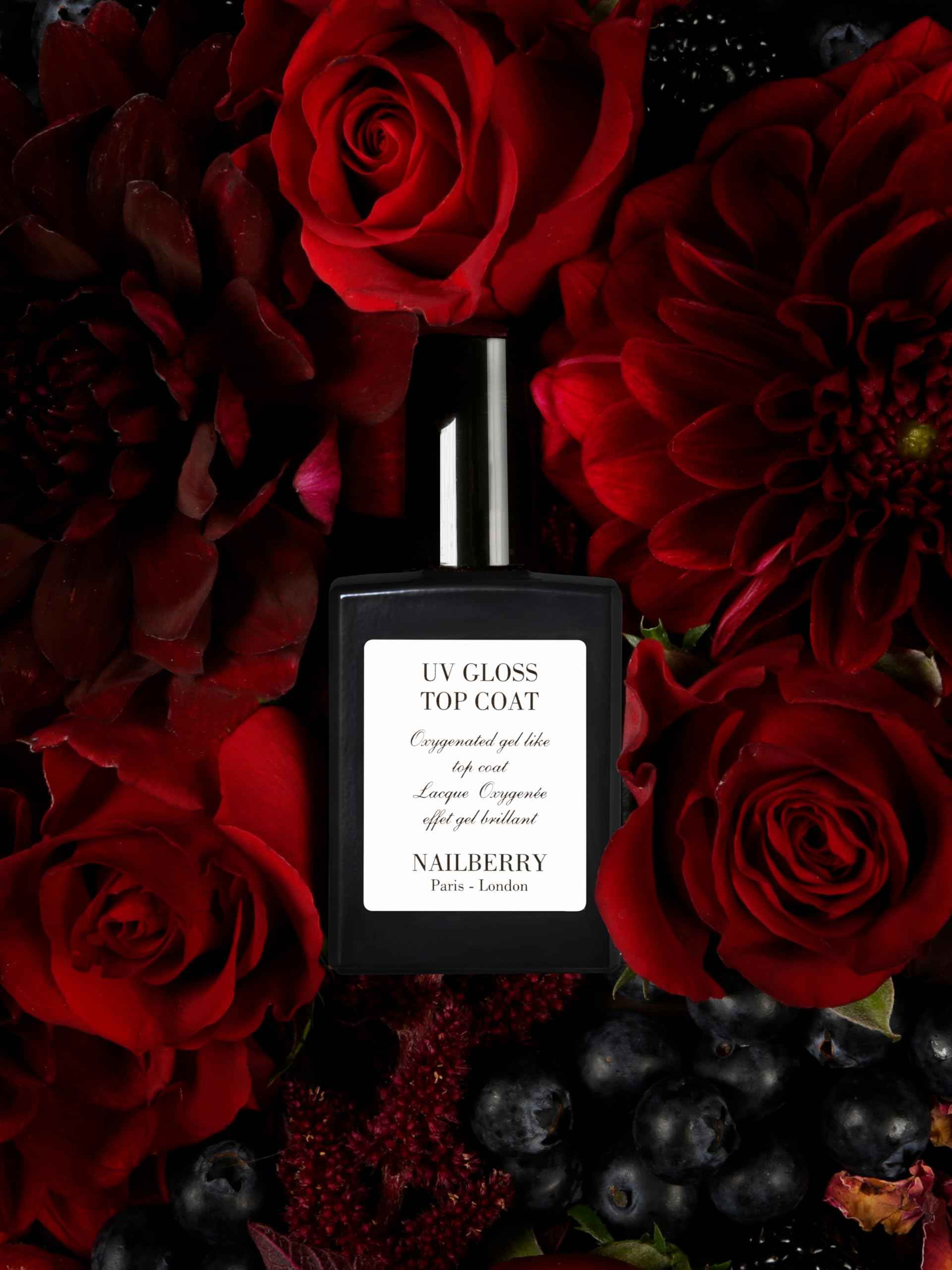 Nailberry UV Gloss Top Coat | Gel-Like Finish Nail Top Coat | Fast Drying Without UV or LED Lamps | Chip-Resistant, Oxygenated Gloss Top Coat | Vegan | Certified Halal & Cruelty Free | 25-Free | 15 ml