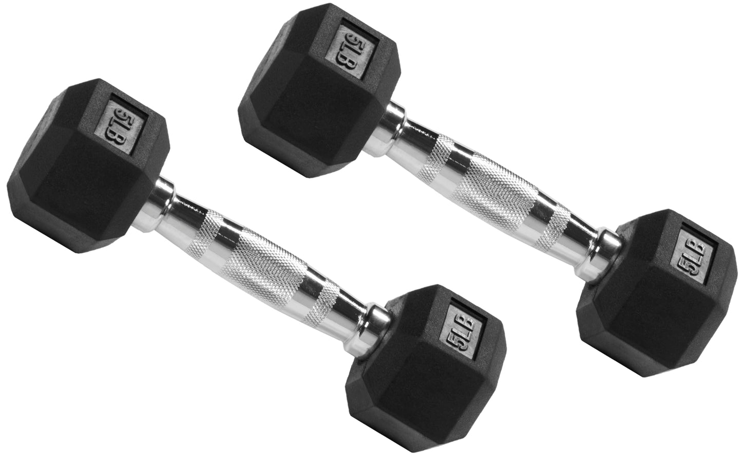 Signature Fitness Rubber Encased Hex Dumbbell, 5LB Pair