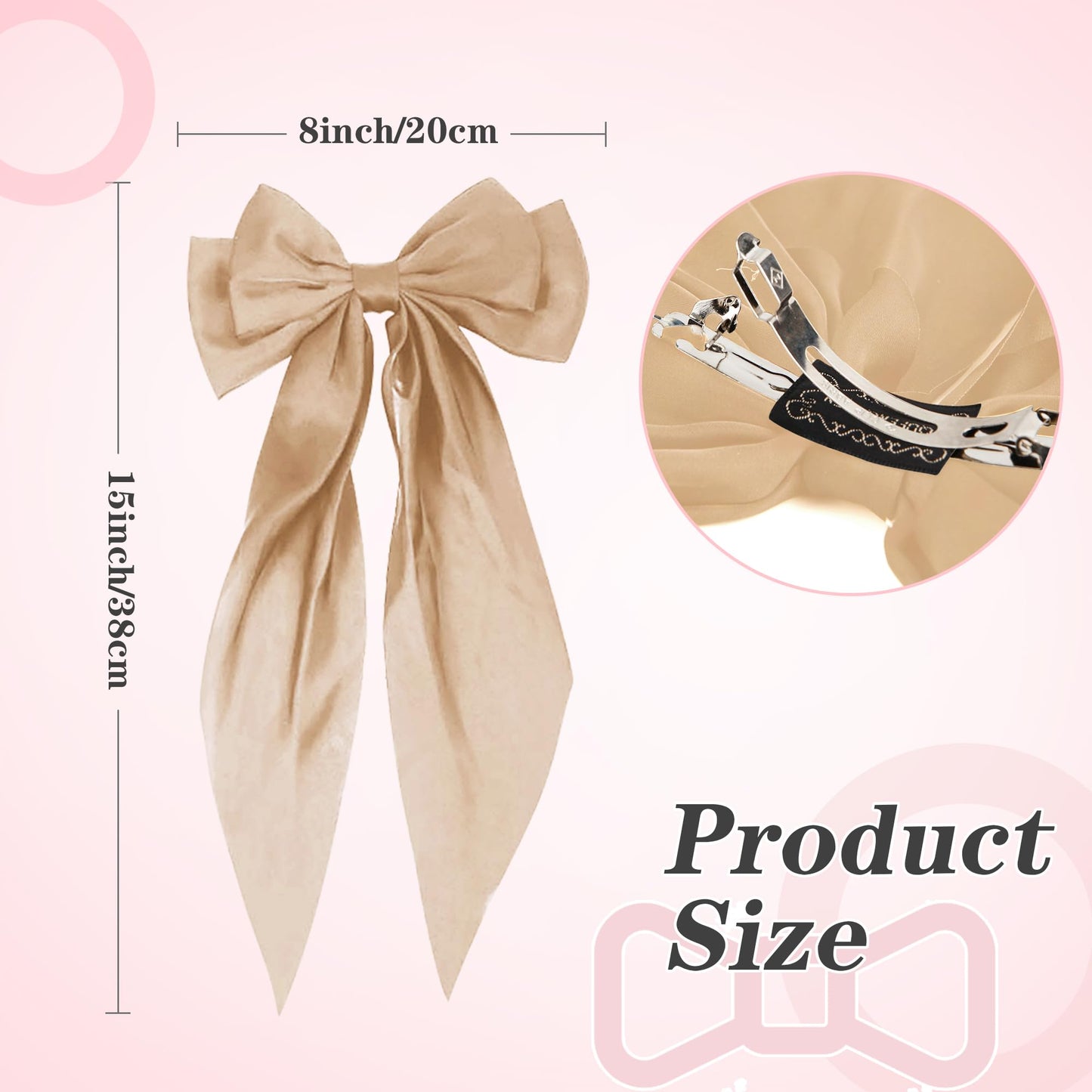 2 PCS Hair Accessories: Butterfly Hair Clips with Black, Khaki, and Brown Bows - Cute Barrettes and Ribbons for Women's Hair